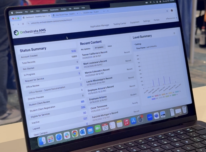 screenshot of Orchestrate AMS being demonstrated on a laptop